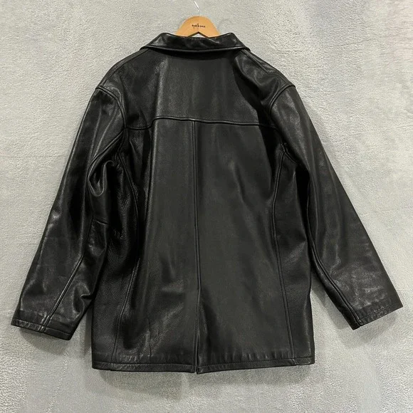 VTG Banana Republic‎ Leather Jacket Mens L Moto 90s Button Grunge